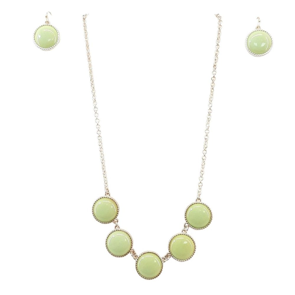 LC Liz Claiborne Necklace and Drop Earrings Pierced Pale Green Jewelry Set